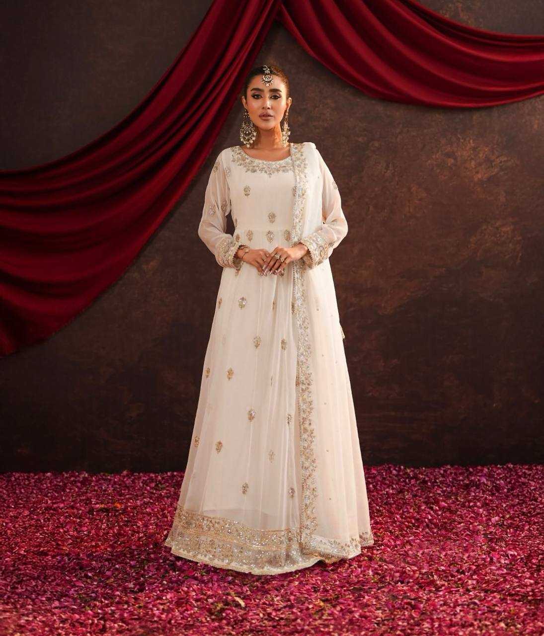Ynf Georgette KESH506 122 Gowns Wholesale Fancy Gowns Embroidery Gowns Designer Gowns Manufacturer