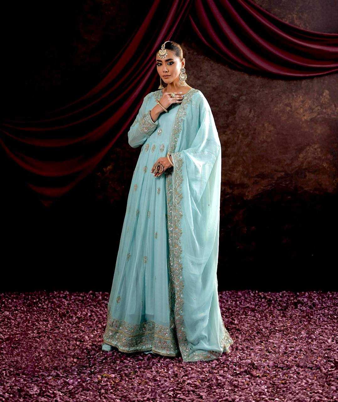 Ynf Georgette KESH506 122 Gowns Wholesale Fancy Gowns Embroidery Gowns Designer Gowns Manufacturer