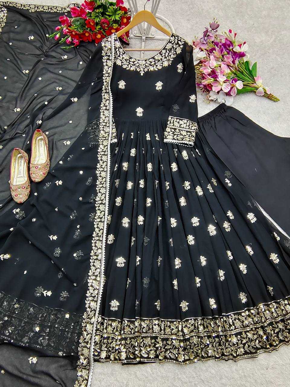 Ynf Georgette KESH506 122 Gowns Wholesale Fancy Gowns Embroidery Gowns Designer Gowns Manufacturer