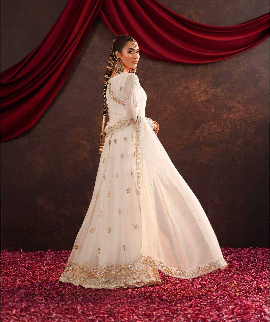 Ynf Georgette KESH506 122 Gowns Wholesale Fancy Gowns Embroidery Gowns Designer Gowns Manufacturer