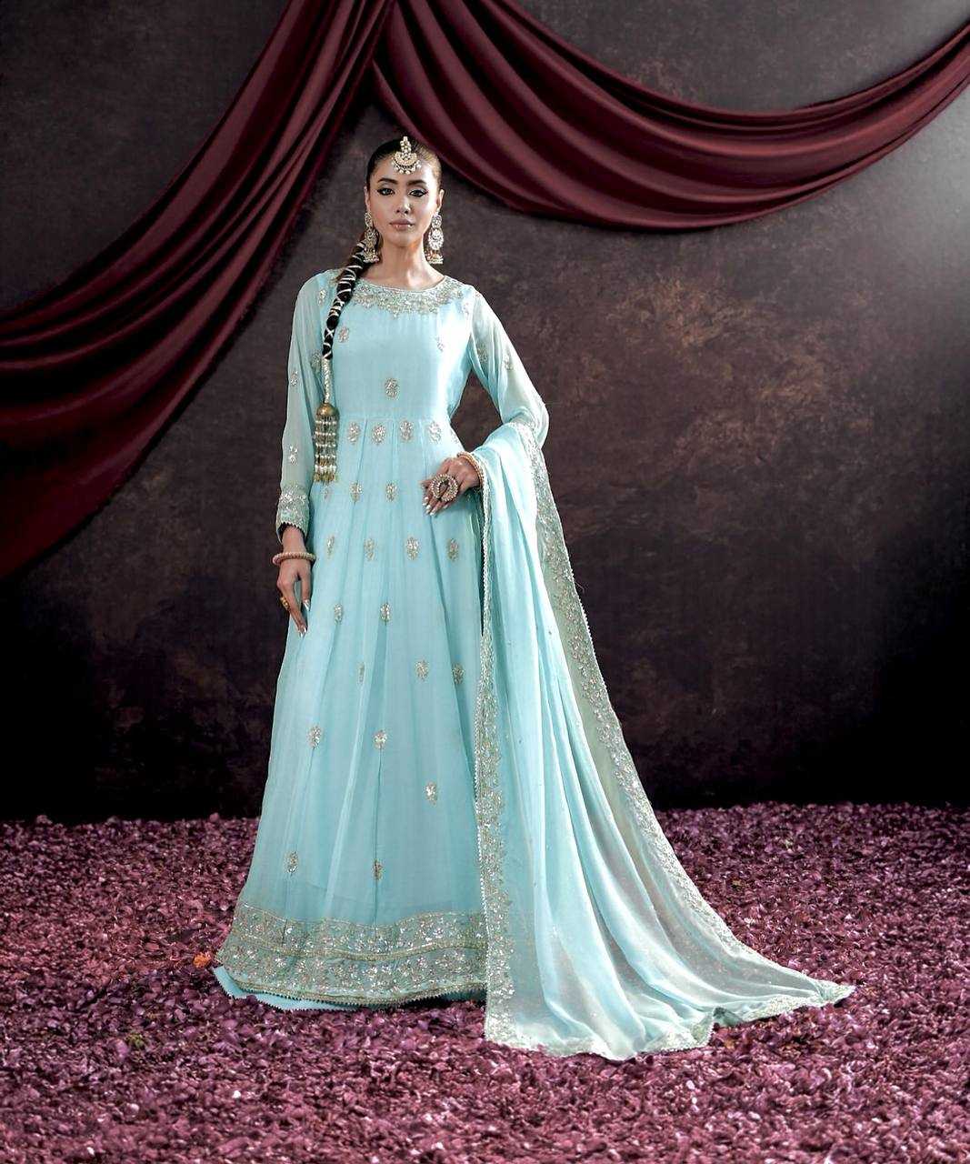 Ynf Georgette KESH506 122 Gowns Wholesale Fancy Gowns Embroidery Gowns Designer Gowns Manufacturer