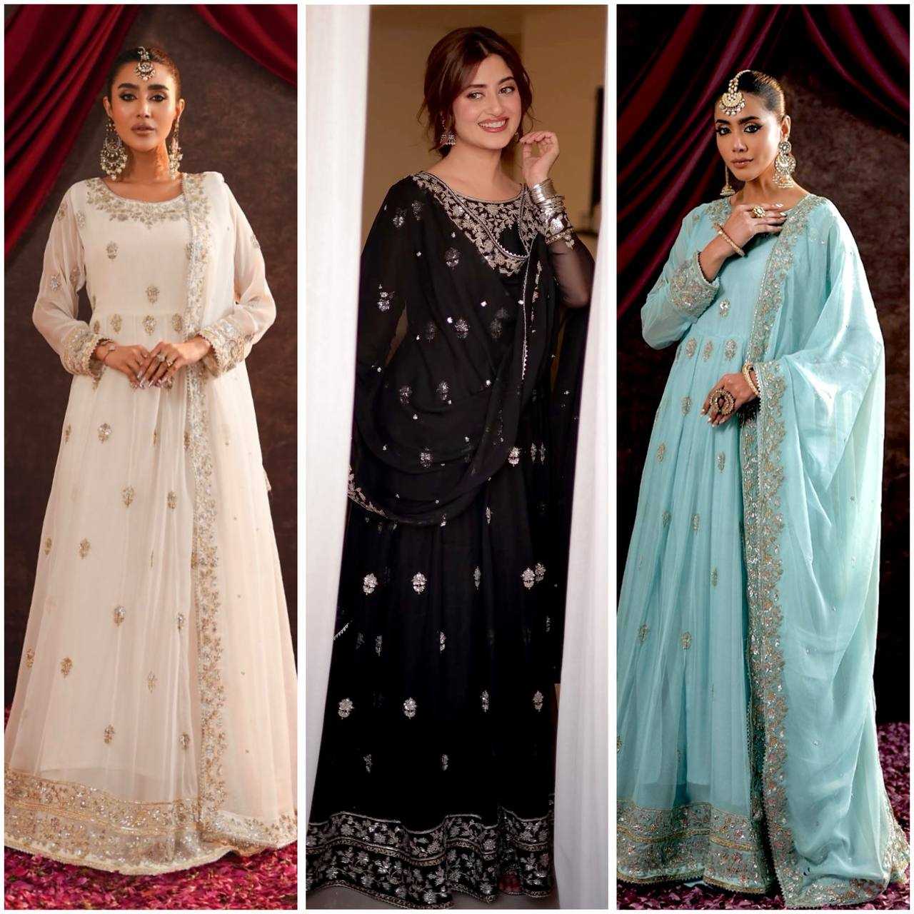 Ynf Georgette KESH506 122 Gowns Wholesale Fancy Gowns Embroidery Gowns Designer Gowns Manufacturer