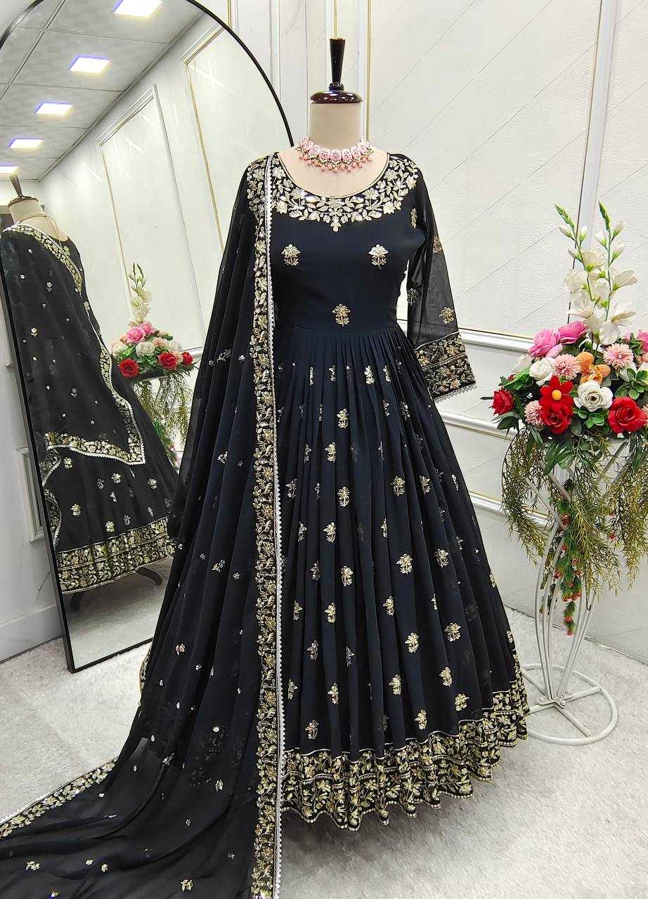 Ynf Georgette KESH506 122 Gowns Wholesale Fancy Gowns Embroidery Gowns Designer Gowns Manufacturer