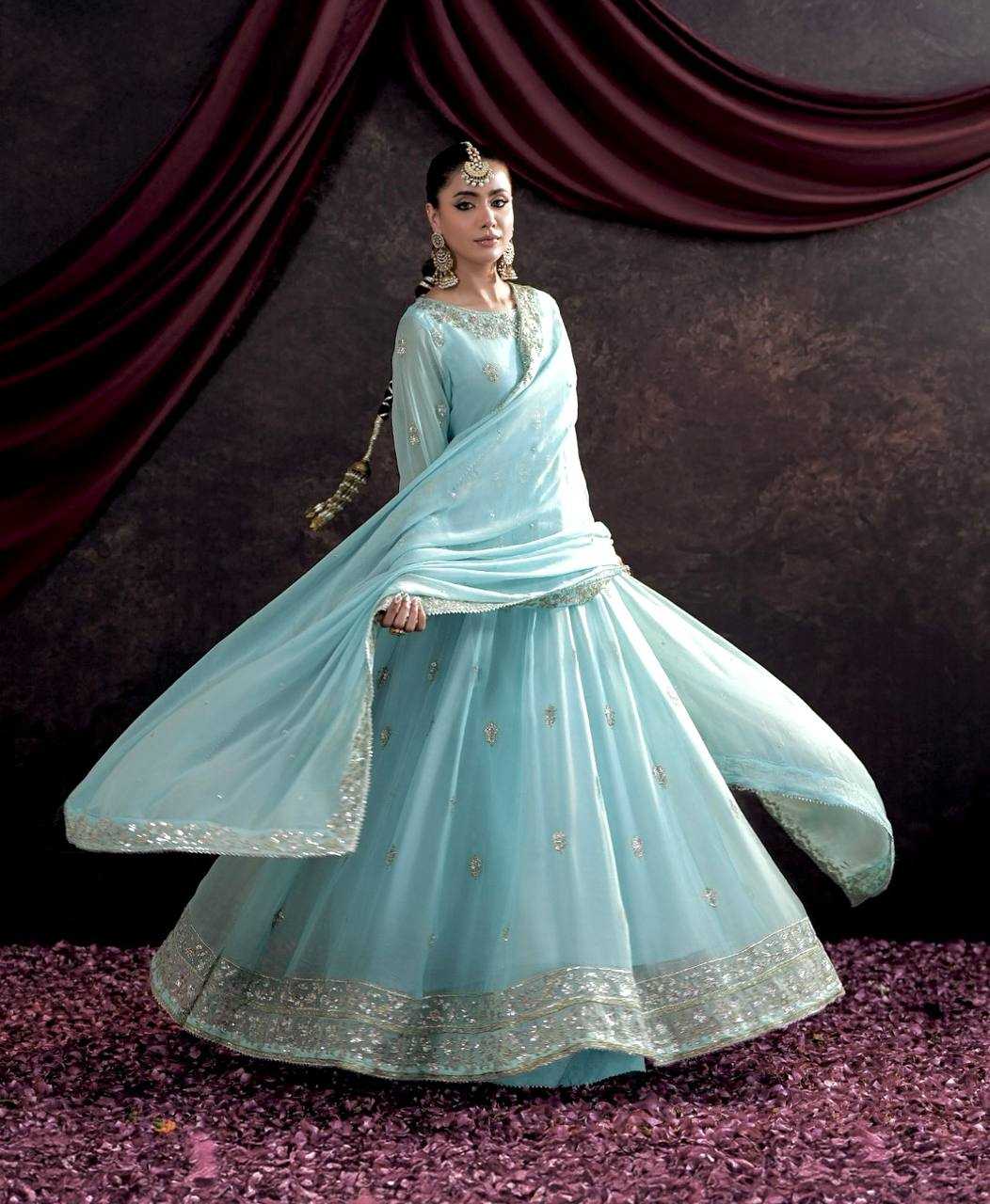 Ynf Georgette KESH506 122 Gowns Wholesale Fancy Gowns Embroidery Gowns Designer Gowns Manufacturer