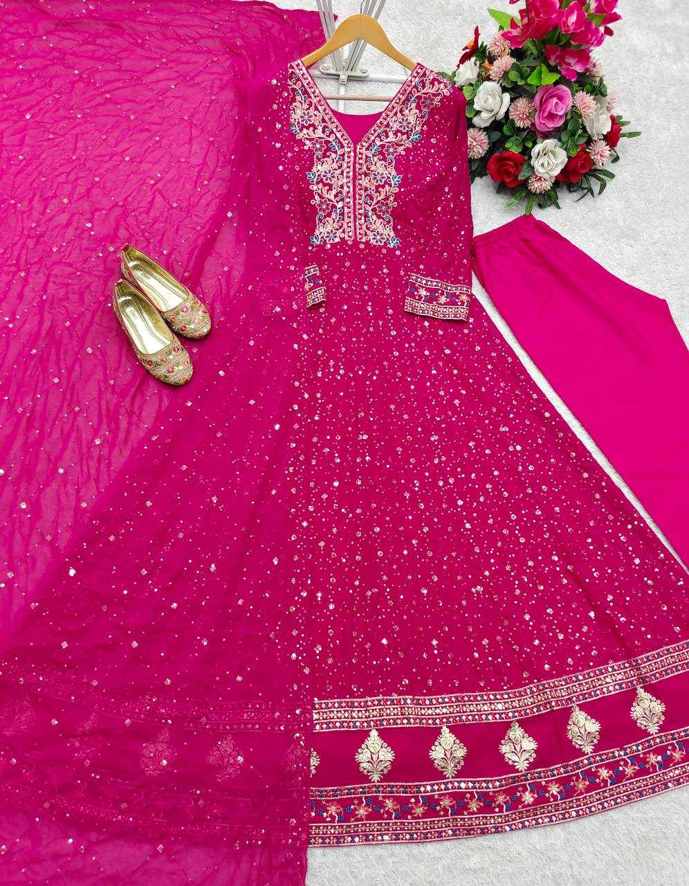 Ynf Georgette KESH506 138 Gowns Wholesale Fancy Gowns Embroidery Gowns Designer Gowns Manufacturer