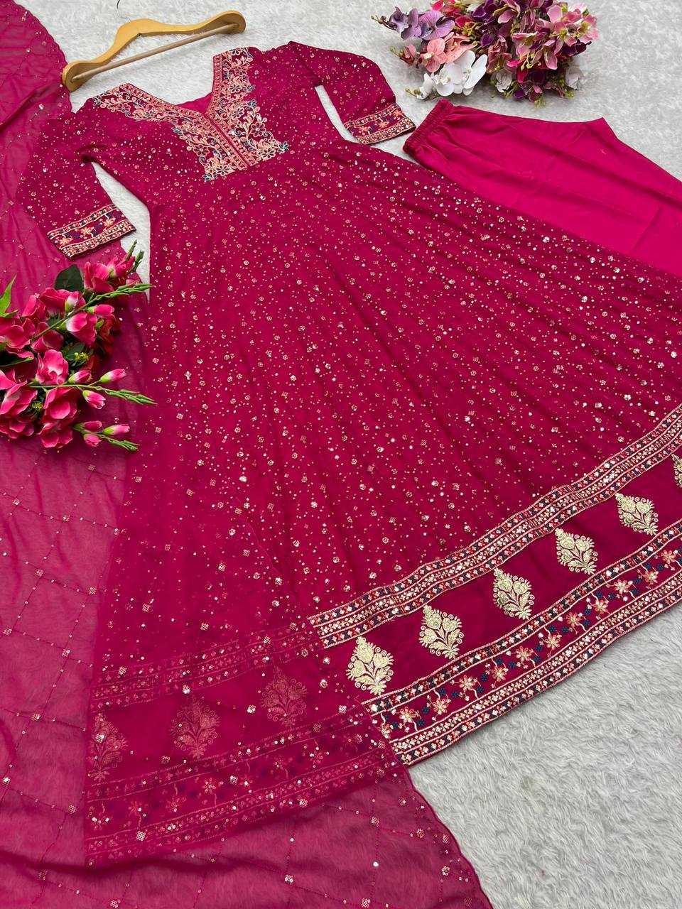 Ynf Georgette KESH506 138 Gowns Wholesale Fancy Gowns Embroidery Gowns Designer Gowns Manufacturer