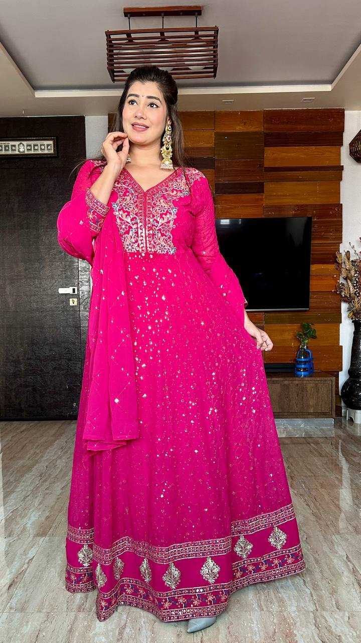 Ynf Georgette KESH506 138 Gowns Wholesale Fancy Gowns Embroidery Gowns Designer Gowns Manufacturer