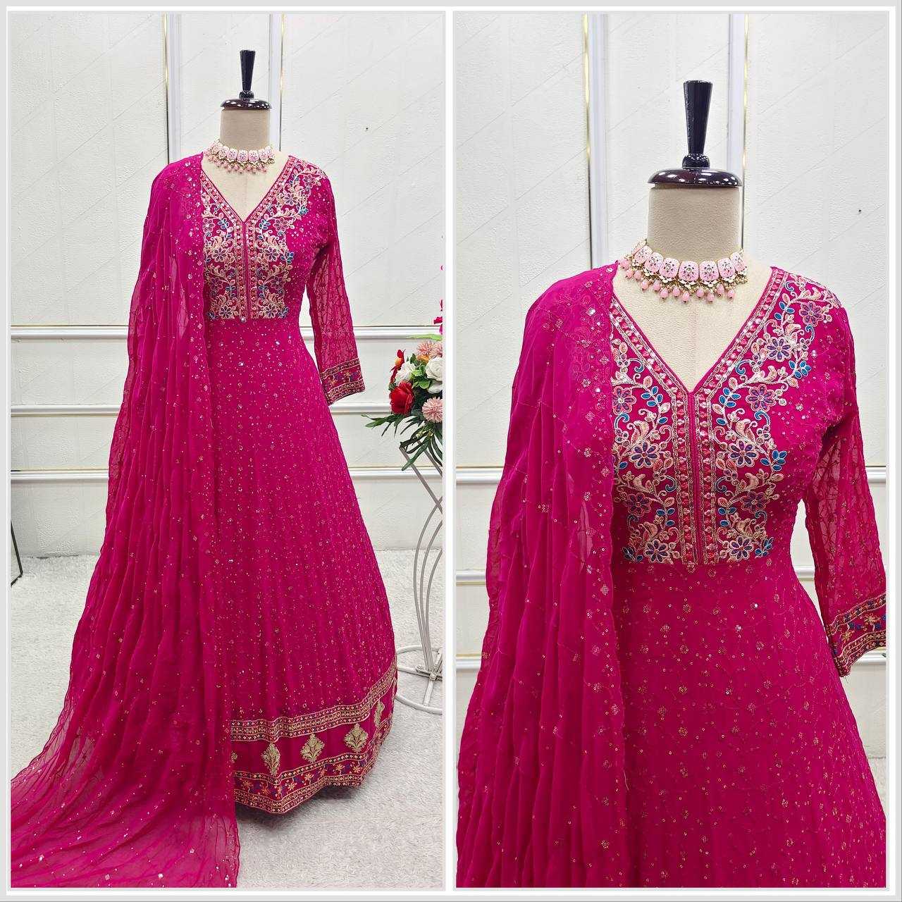 Ynf Georgette KESH506 138 Gowns Wholesale Fancy Gowns Embroidery Gowns Designer Gowns Manufacturer
