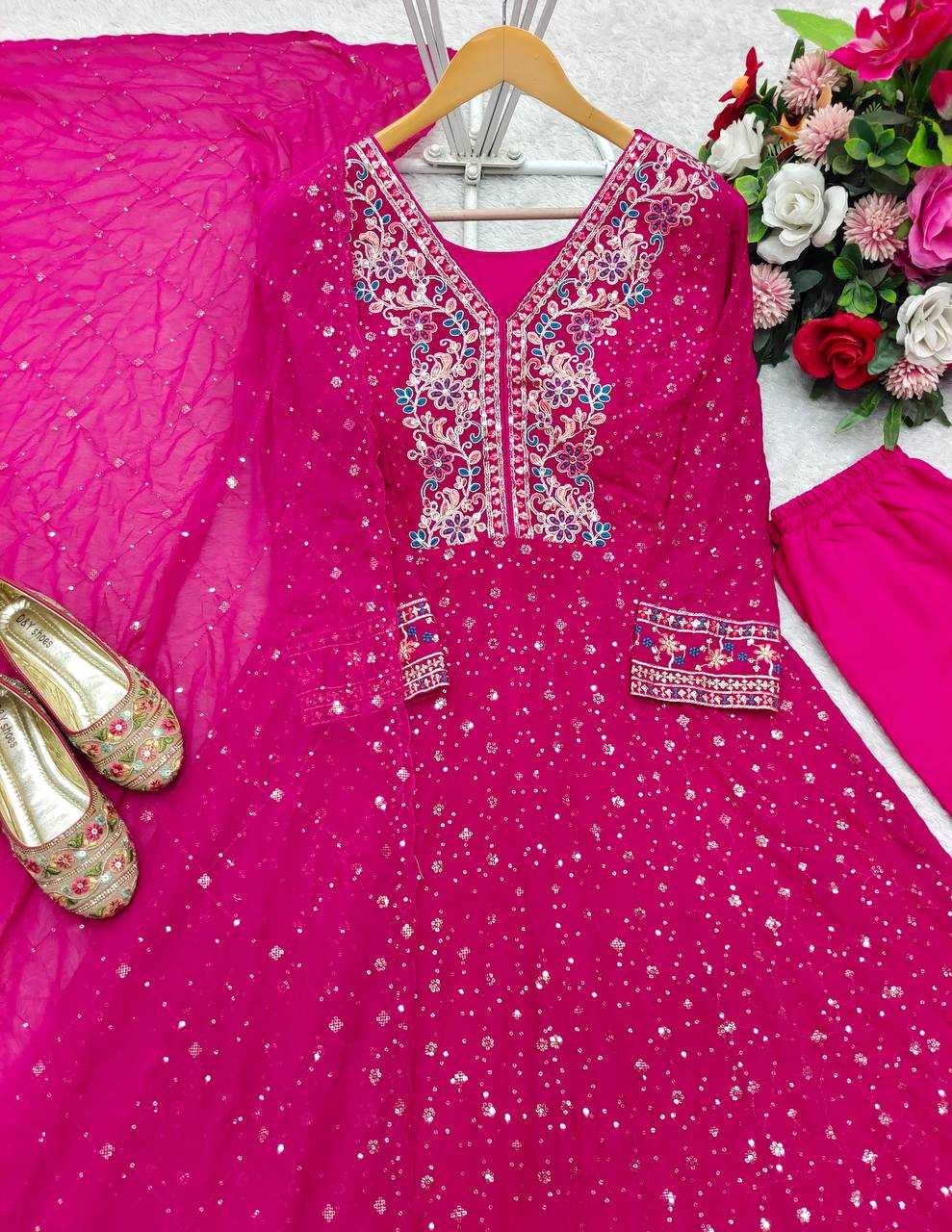 Ynf Georgette KESH506 138 Gowns Wholesale Fancy Gowns Embroidery Gowns Designer Gowns Manufacturer