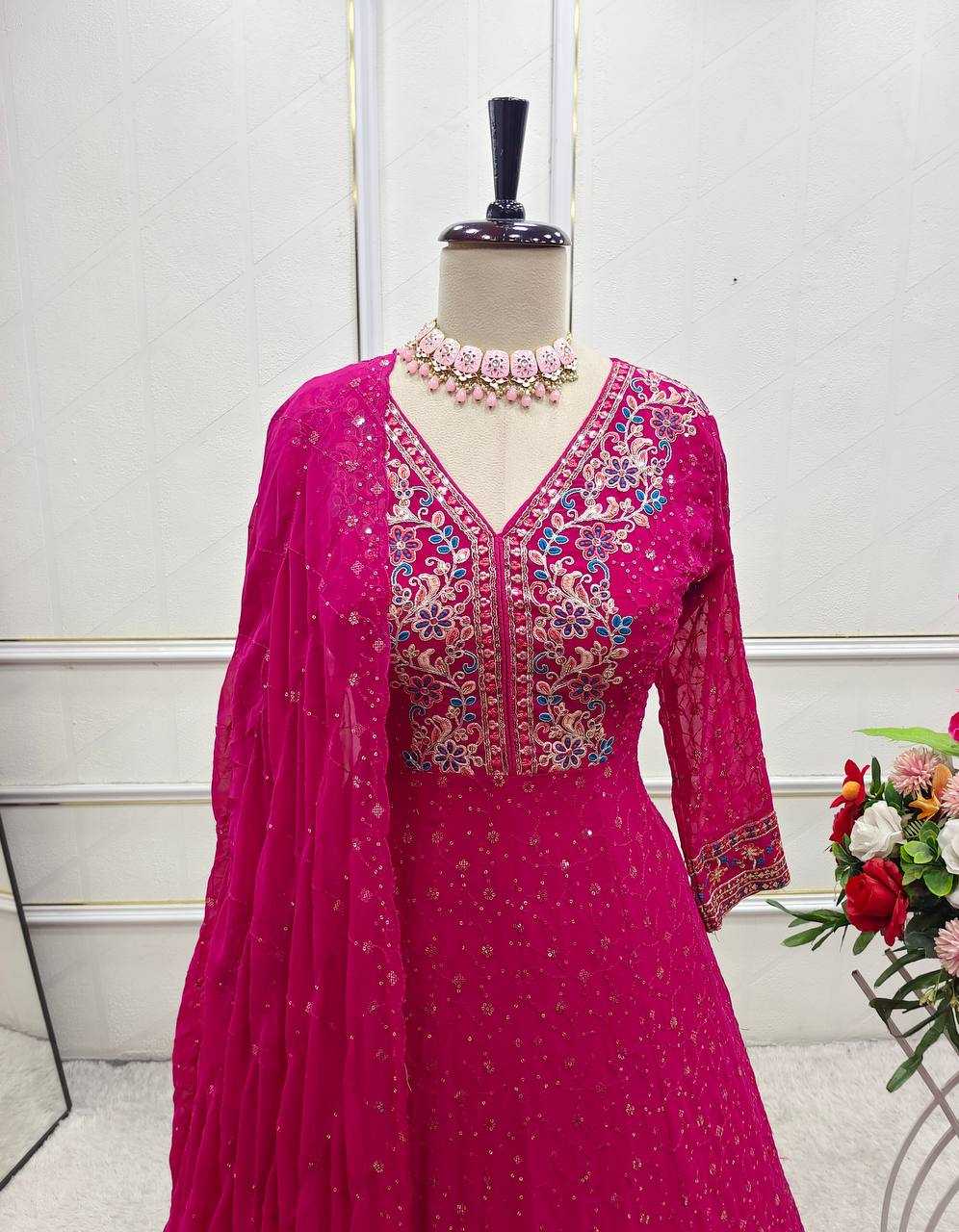 Ynf Georgette KESH506 138 Gowns Wholesale Fancy Gowns Embroidery Gowns Designer Gowns Manufacturer
