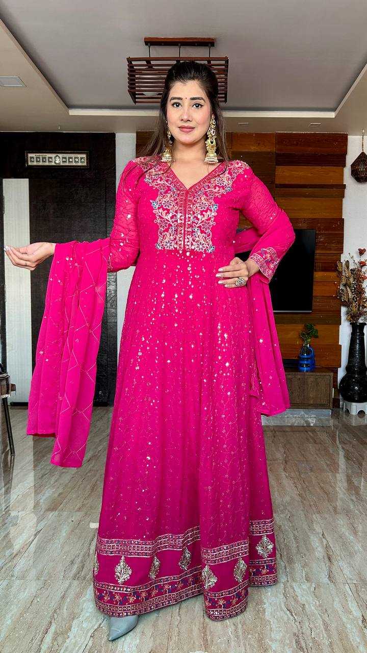 Ynf Georgette KESH506 138 Gowns Wholesale Fancy Gowns Embroidery Gowns Designer Gowns Manufacturer