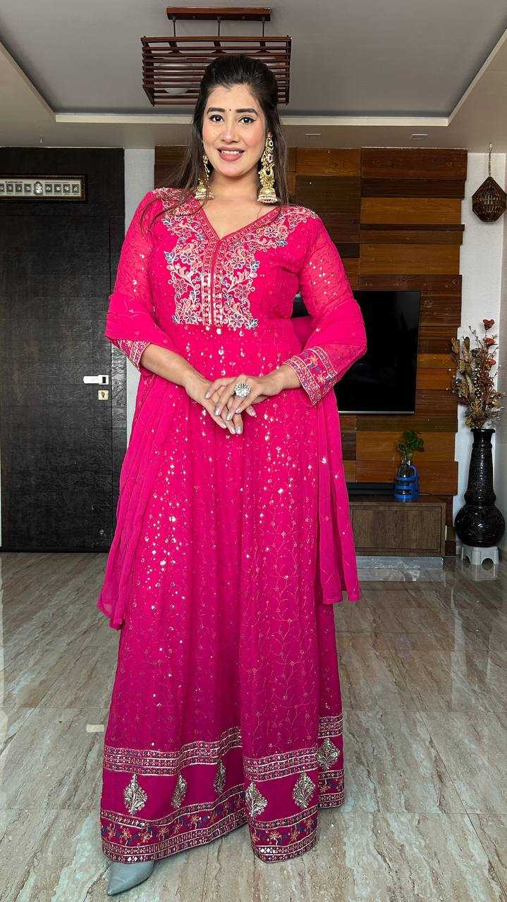 Ynf Georgette KESH506 138 Gowns Wholesale Fancy Gowns Embroidery Gowns Designer Gowns Manufacturer
