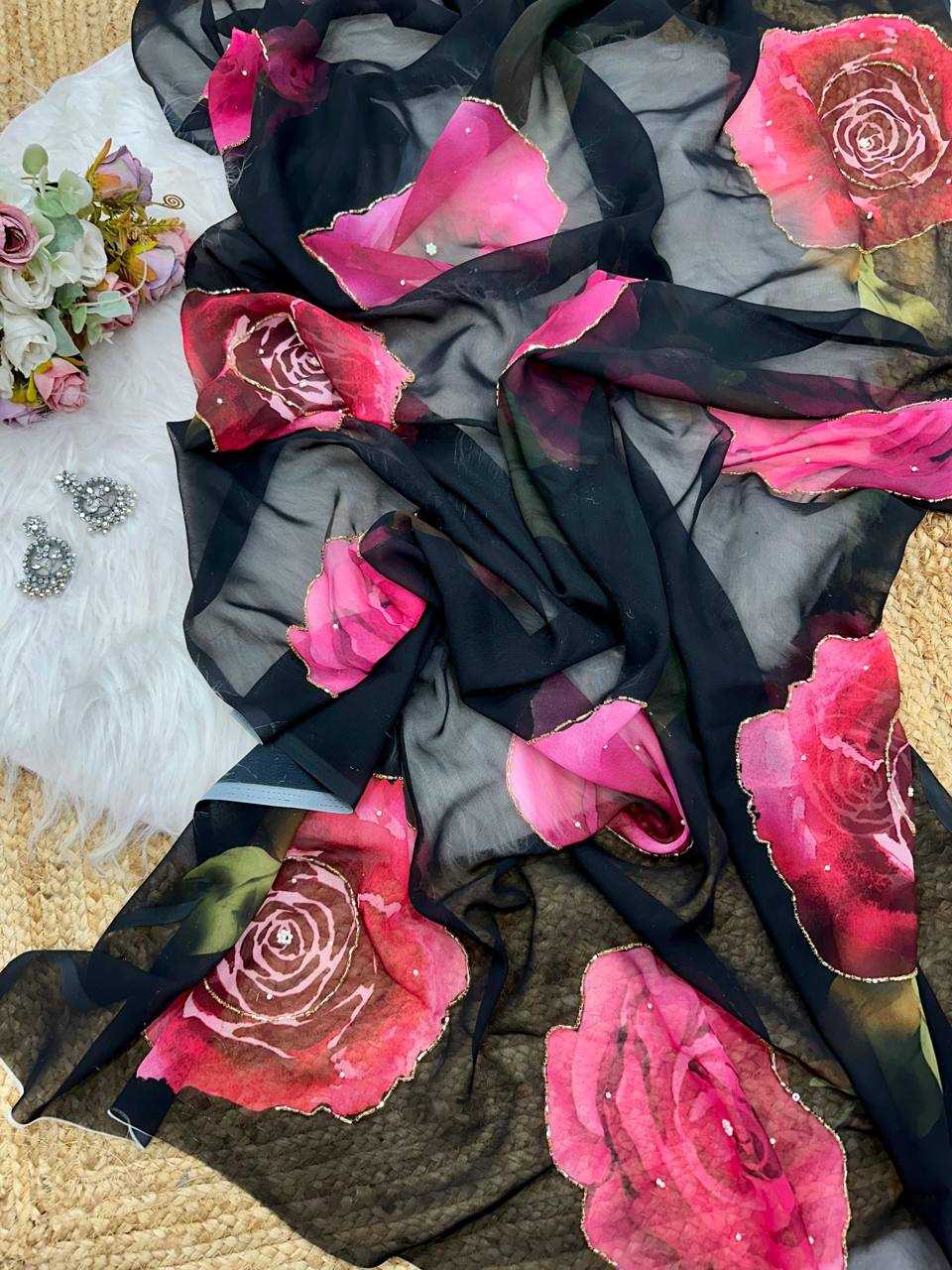 Ynf Georgette KESH509 105 Sarees Wholesale Designer Sarees Fancy Sarees Ladies Sarees Manufacturer