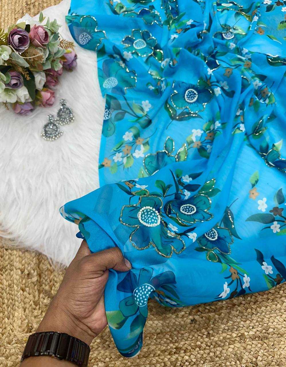Ynf Georgette KESH509 105 Sarees Wholesale Designer Sarees Fancy Sarees Ladies Sarees Manufacturer