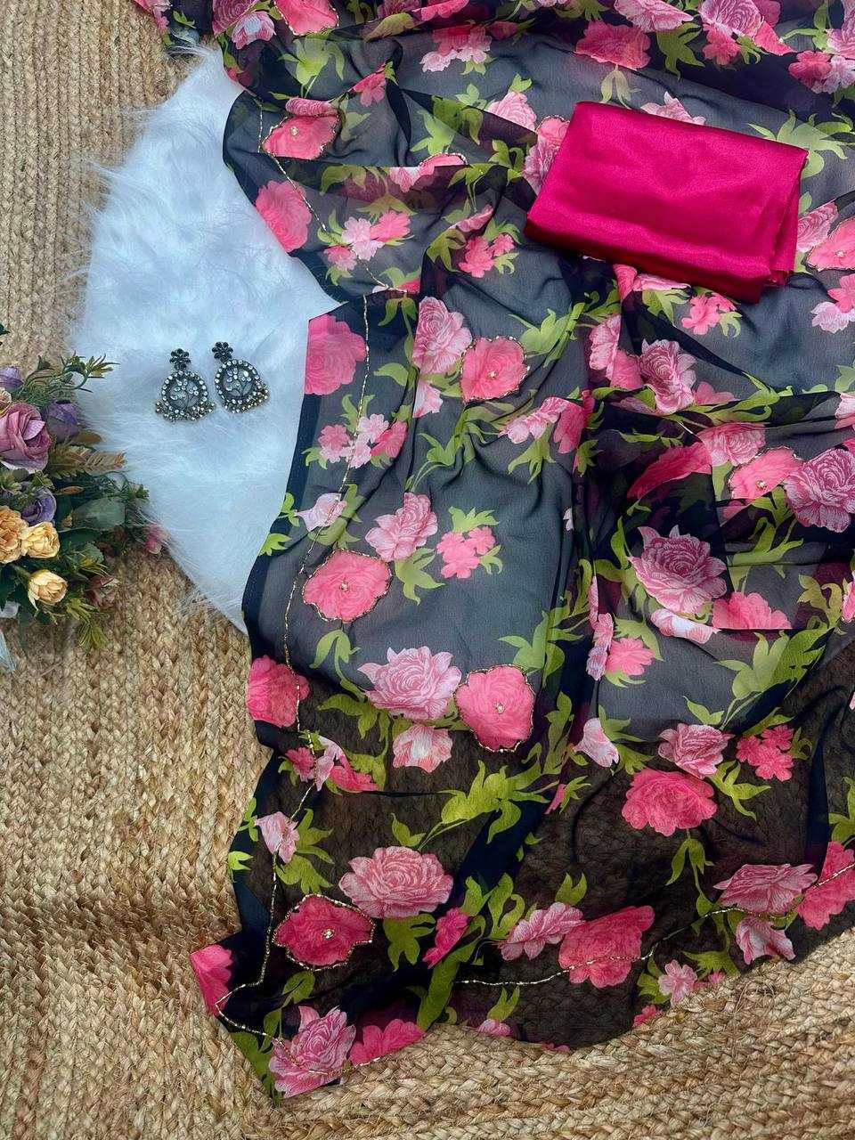 Ynf Georgette KESH509 114 Sarees Wholesale Designer Sarees Fancy Sarees Ladies Sarees Manufacturer