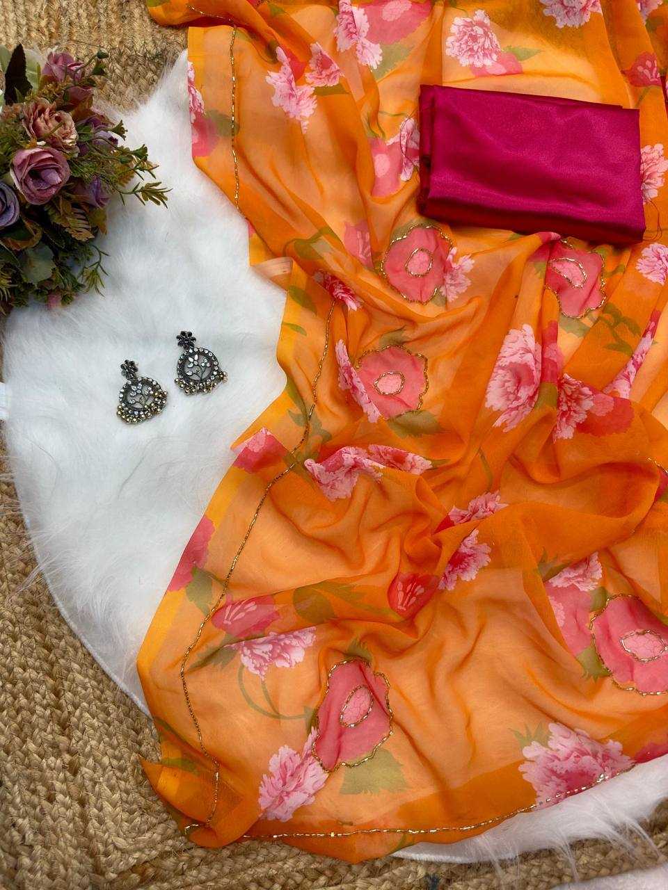 Ynf Georgette KESH509 114 Sarees Wholesale Designer Sarees Fancy Sarees Ladies Sarees Manufacturer