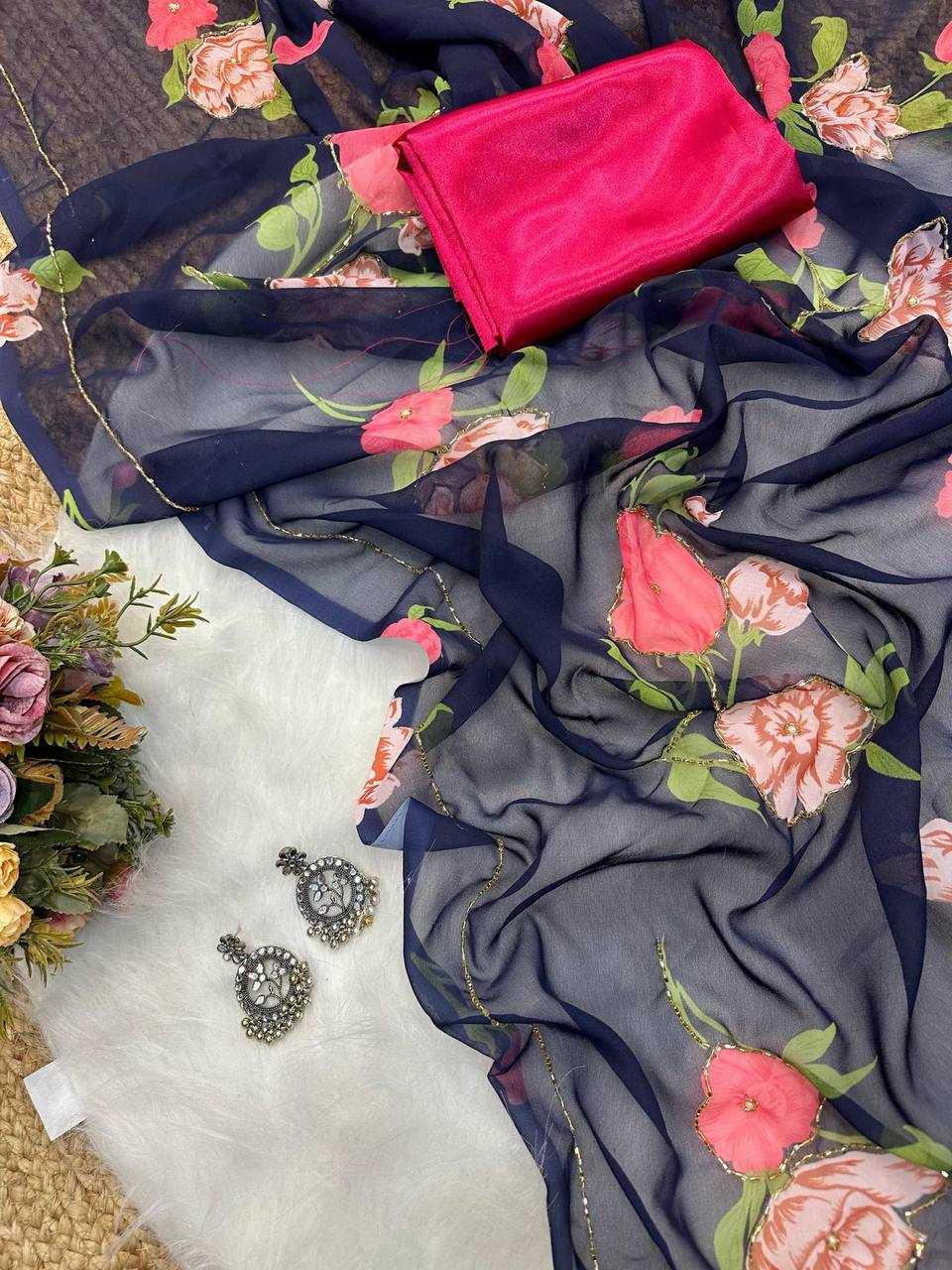 Ynf Georgette KESH509 114 Sarees Wholesale Designer Sarees Fancy Sarees Ladies Sarees Manufacturer