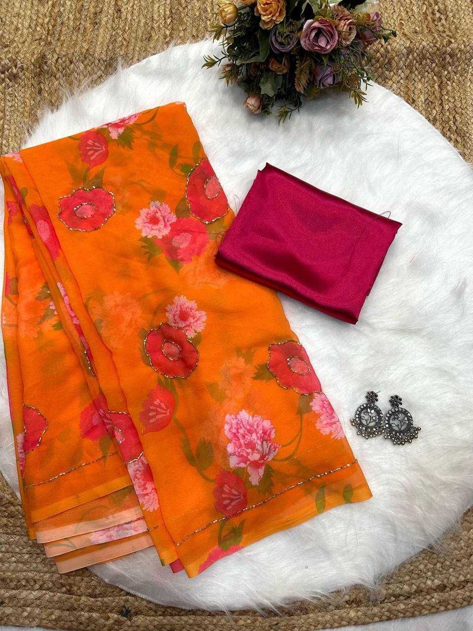 Ynf Georgette KESH509 114 Sarees Wholesale Designer Sarees Fancy Sarees Ladies Sarees Manufacturer