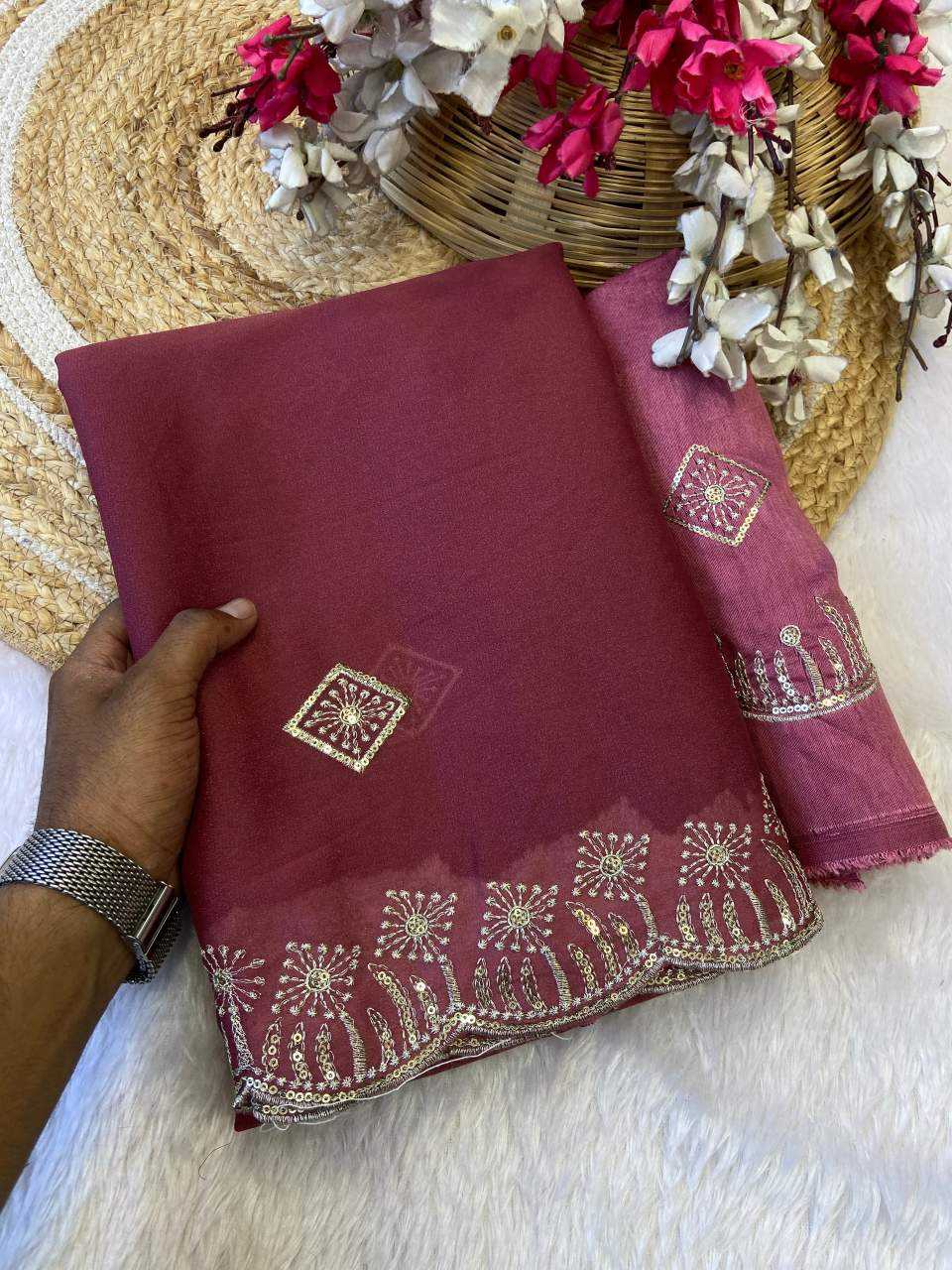 Ynf Georgette KESH514 141 Sarees Wholesale Sequins Work Saree Manufacturer