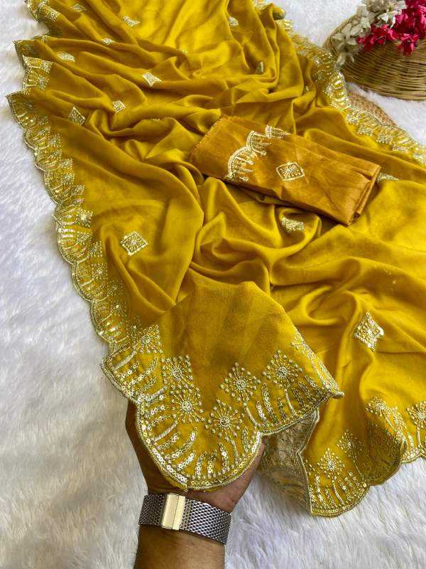 Ynf Georgette KESH514 141 Sarees Wholesale Sequins Work Saree Manufacturer