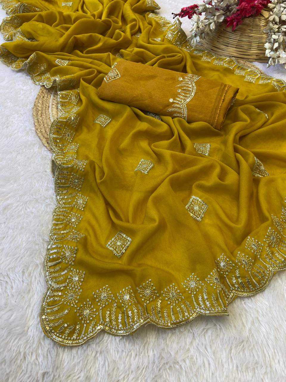 Ynf Georgette KESH514 141 Sarees Wholesale Sequins Work Saree Manufacturer