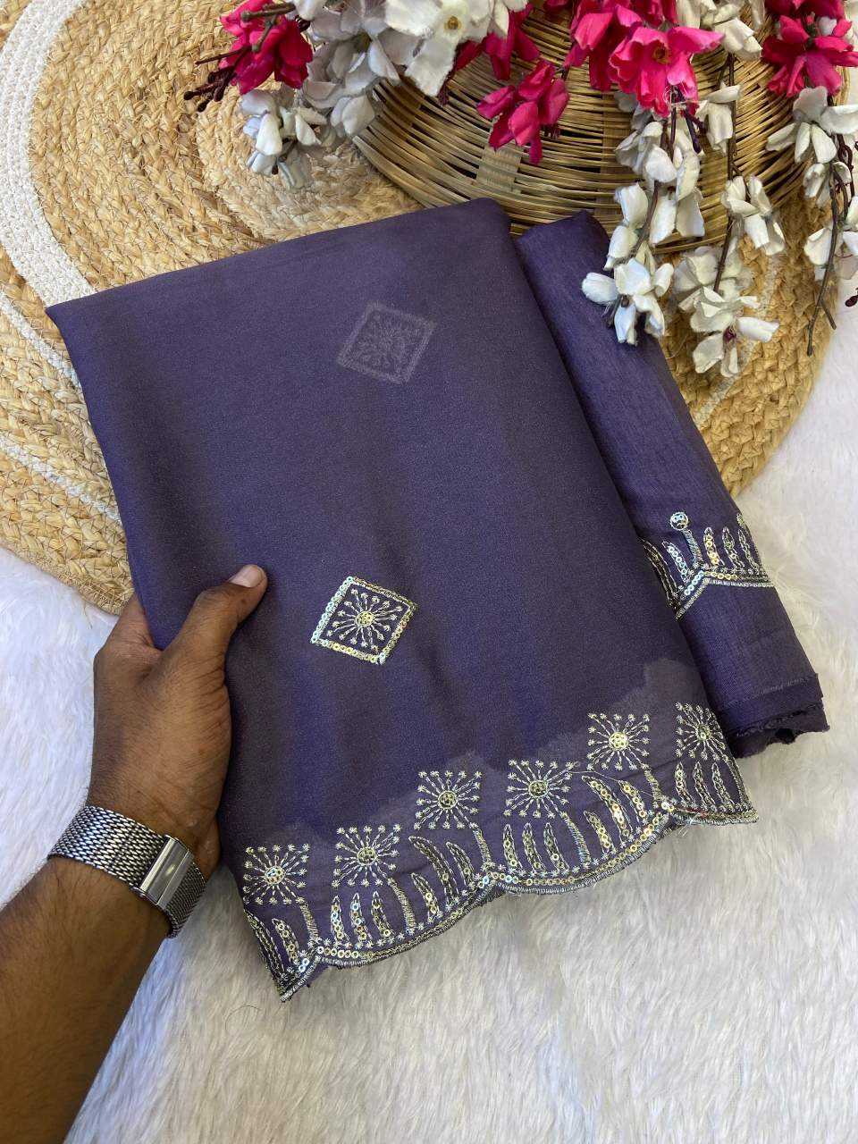 Ynf Georgette KESH514 141 Sarees Wholesale Sequins Work Saree Manufacturer
