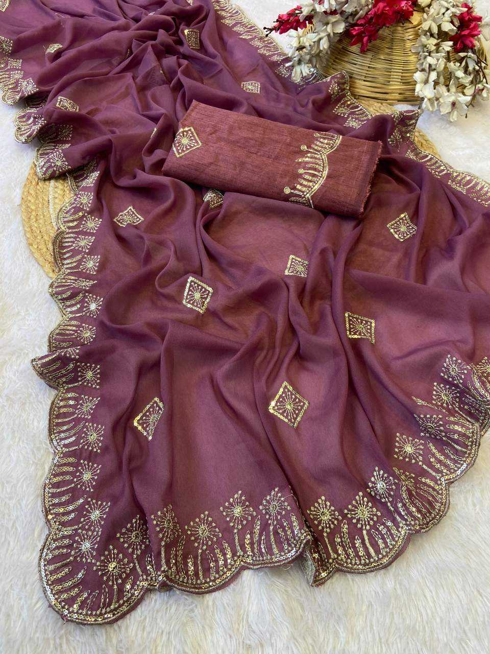 Ynf Georgette KESH514 141 Sarees Wholesale Sequins Work Saree Manufacturer
