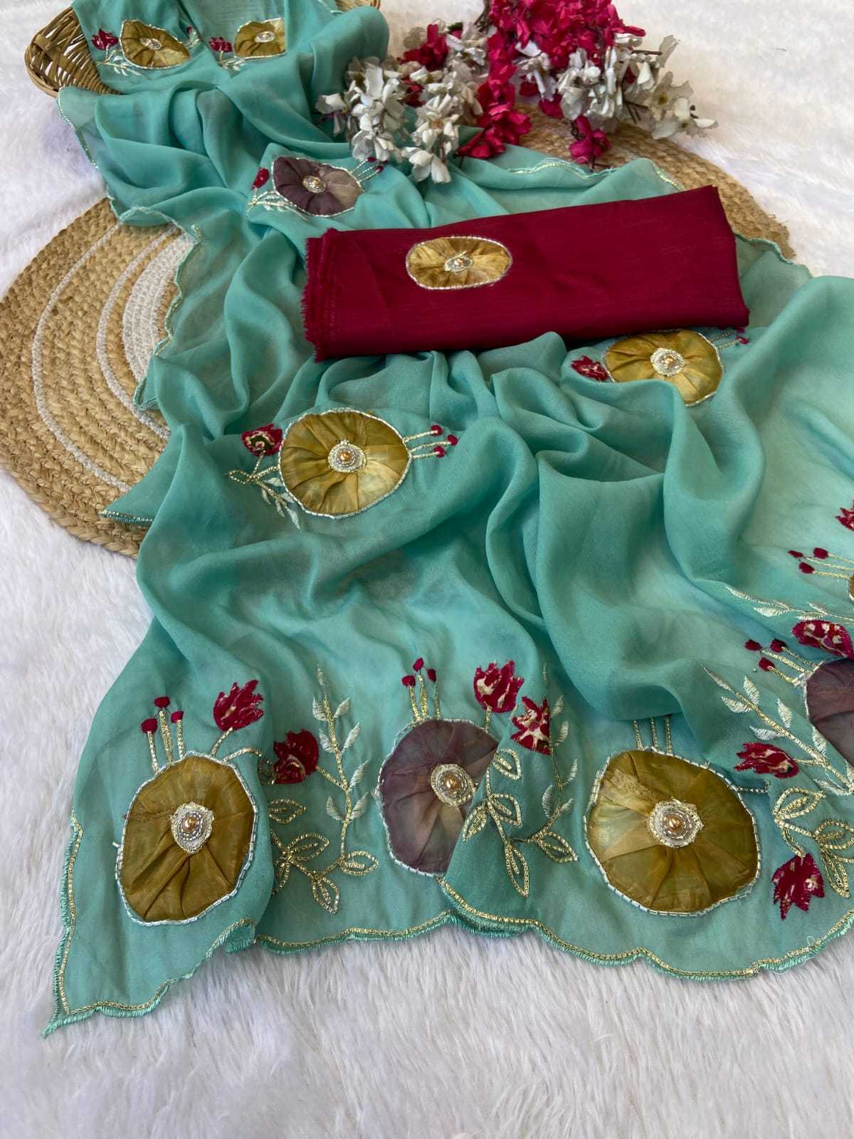 Ynf Georgette KESH514 142 Sarees Wholesale Gota Patti Sarees Butta Sarees Manufacturer