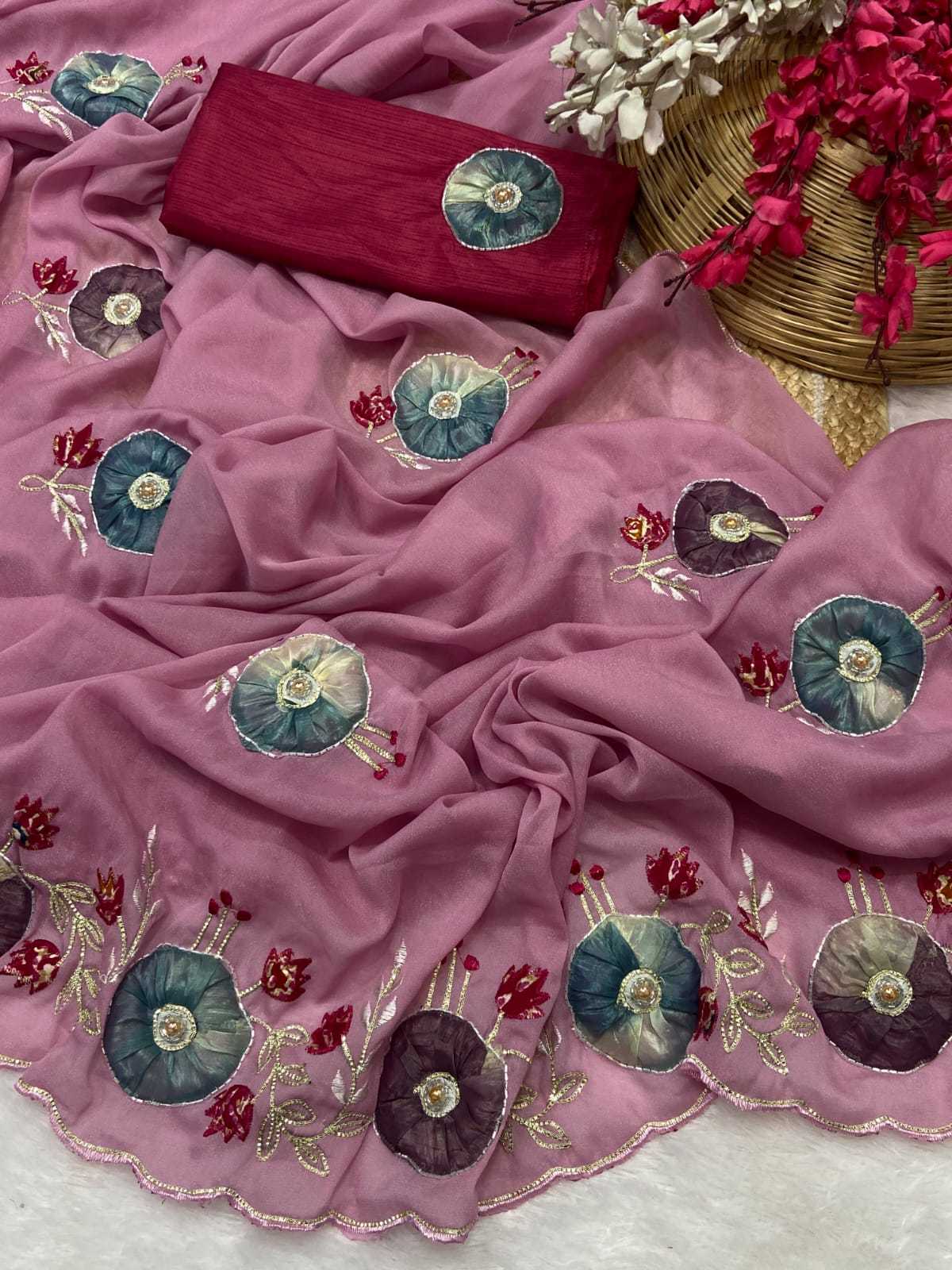 Ynf Georgette KESH514 142 Sarees Wholesale Gota Patti Sarees Butta Sarees Manufacturer