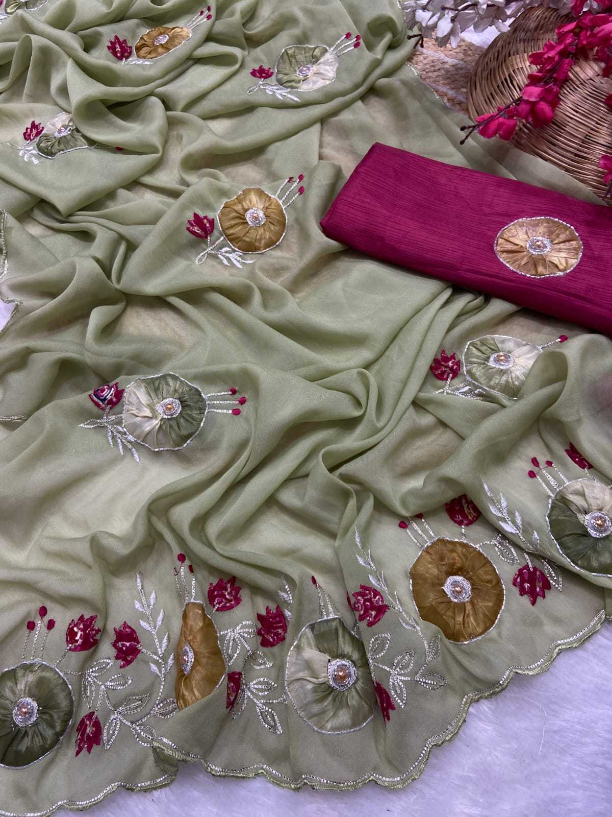 Ynf Georgette KESH514 142 Sarees Wholesale Gota Patti Sarees Butta Sarees Manufacturer