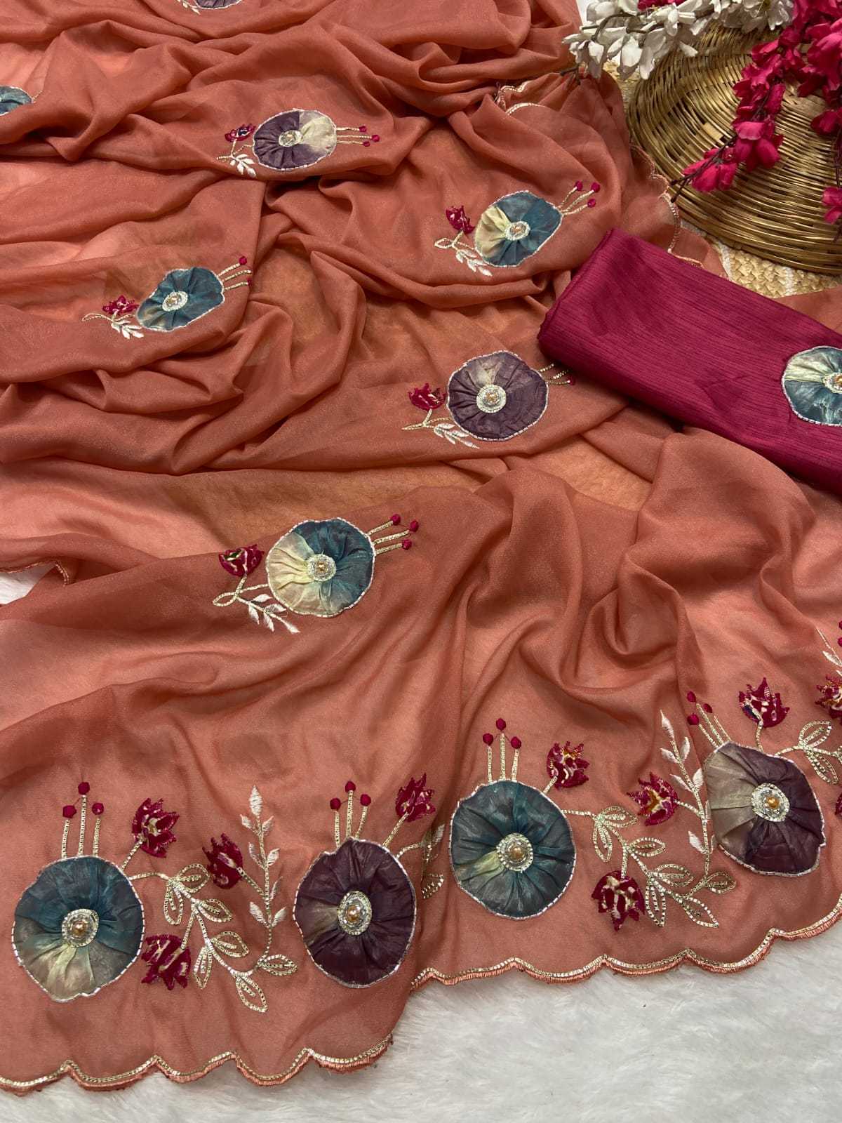 Ynf Georgette KESH514 142 Sarees Wholesale Gota Patti Sarees Butta Sarees Manufacturer