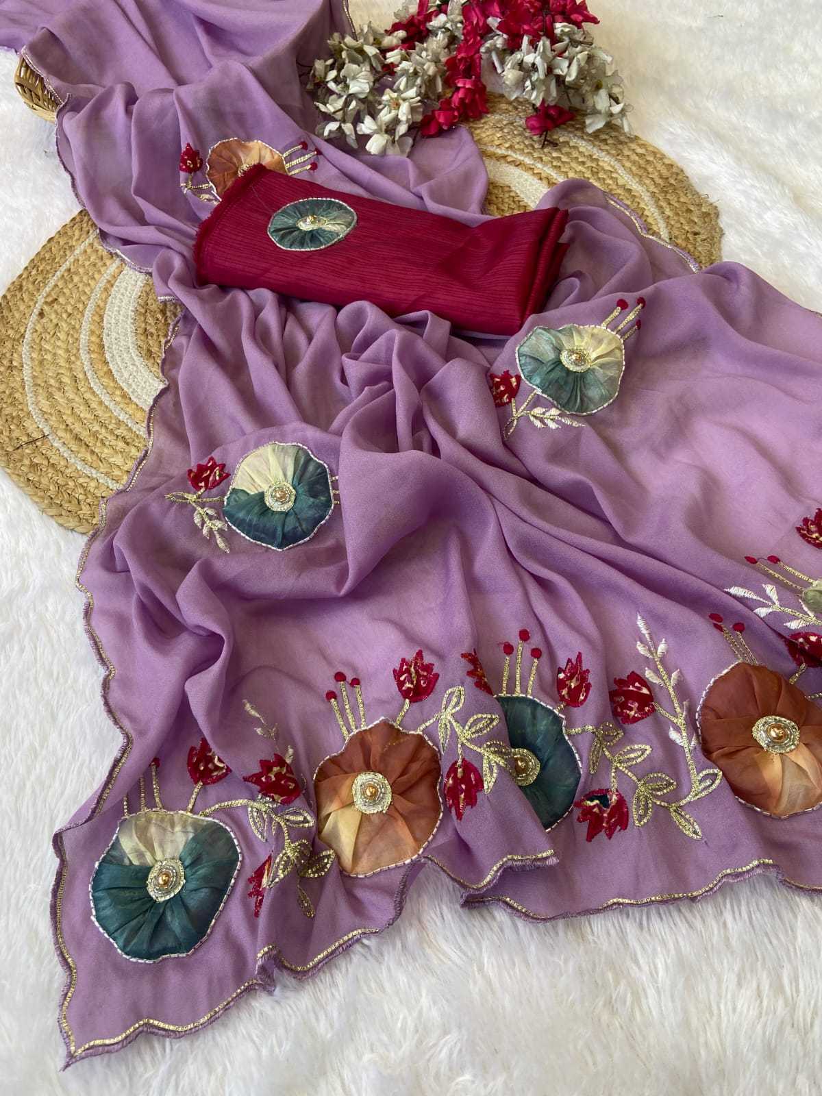 Ynf Georgette KESH514 142 Sarees Wholesale Gota Patti Sarees Butta Sarees Manufacturer