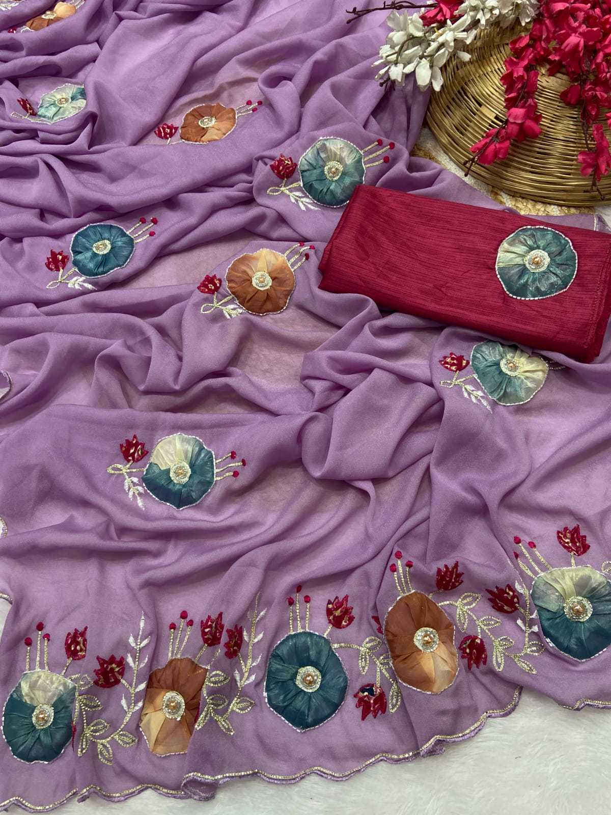 Ynf Georgette KESH514 142 Sarees Wholesale Gota Patti Sarees Butta Sarees Manufacturer