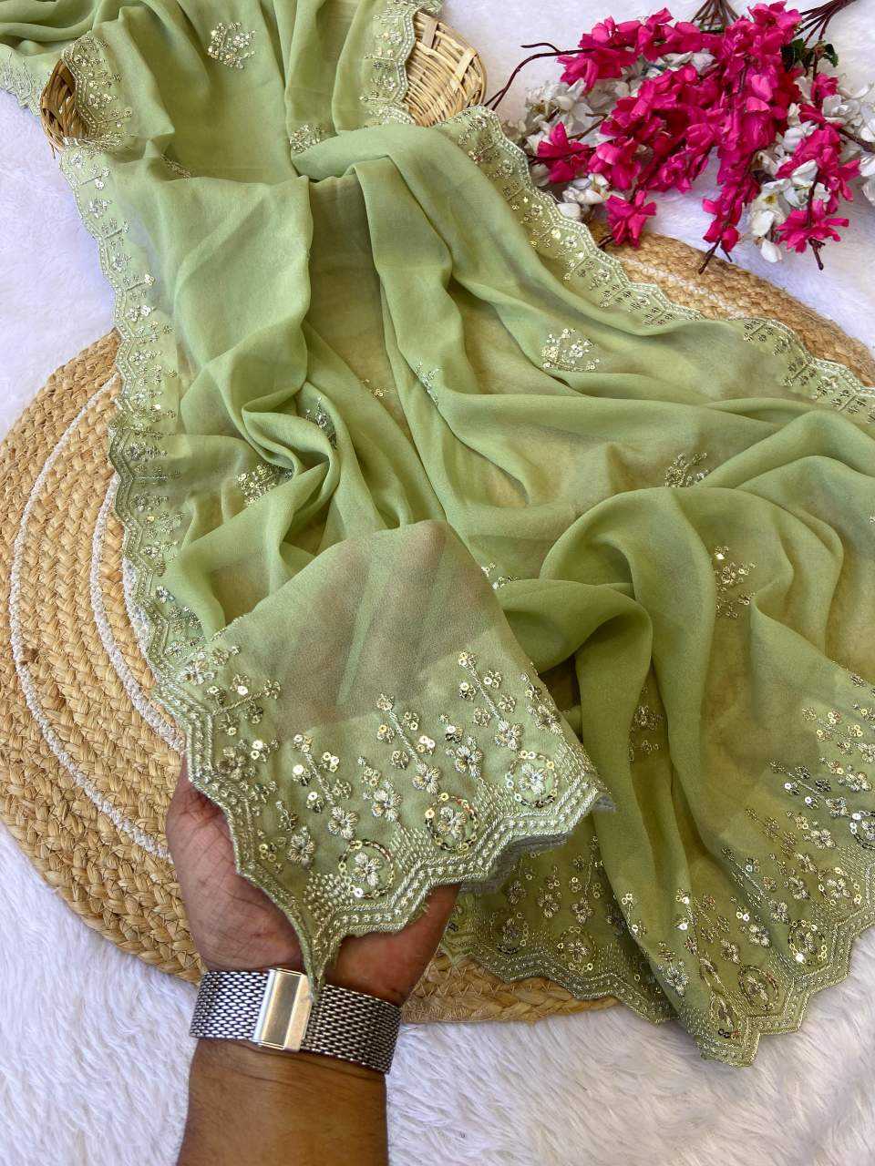 Ynf Georgette KESH514 143 Sarees Wholesale Designer Sarees Sequins Work Saree Manufacturer