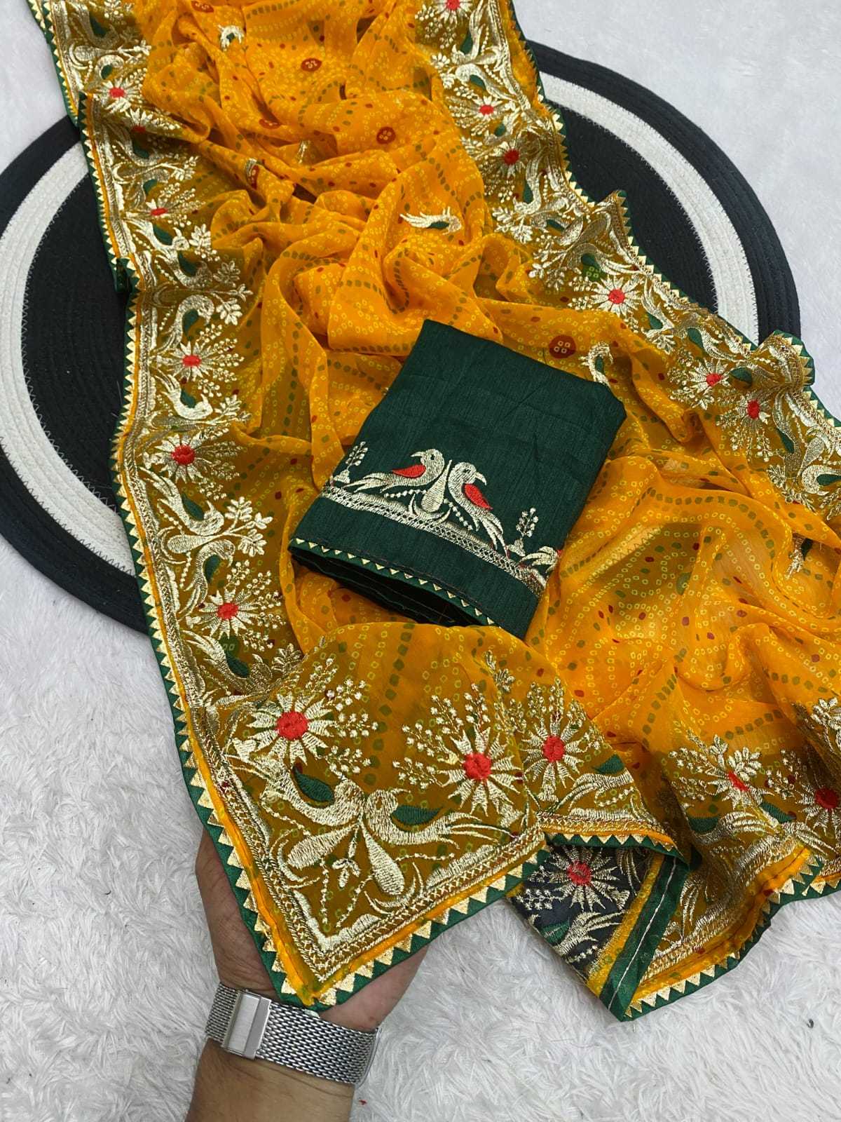 Ynf Georgette KESH514 150 Sarees Wholesale Printed Sarees Zari Border Sarees Manufacturer