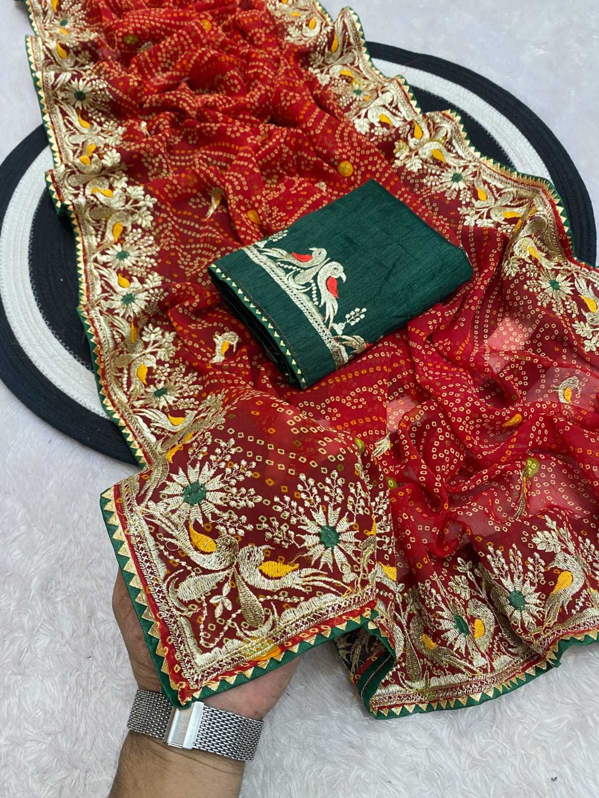Ynf Georgette KESH514 150 Sarees Wholesale Printed Sarees Zari Border Sarees Manufacturer