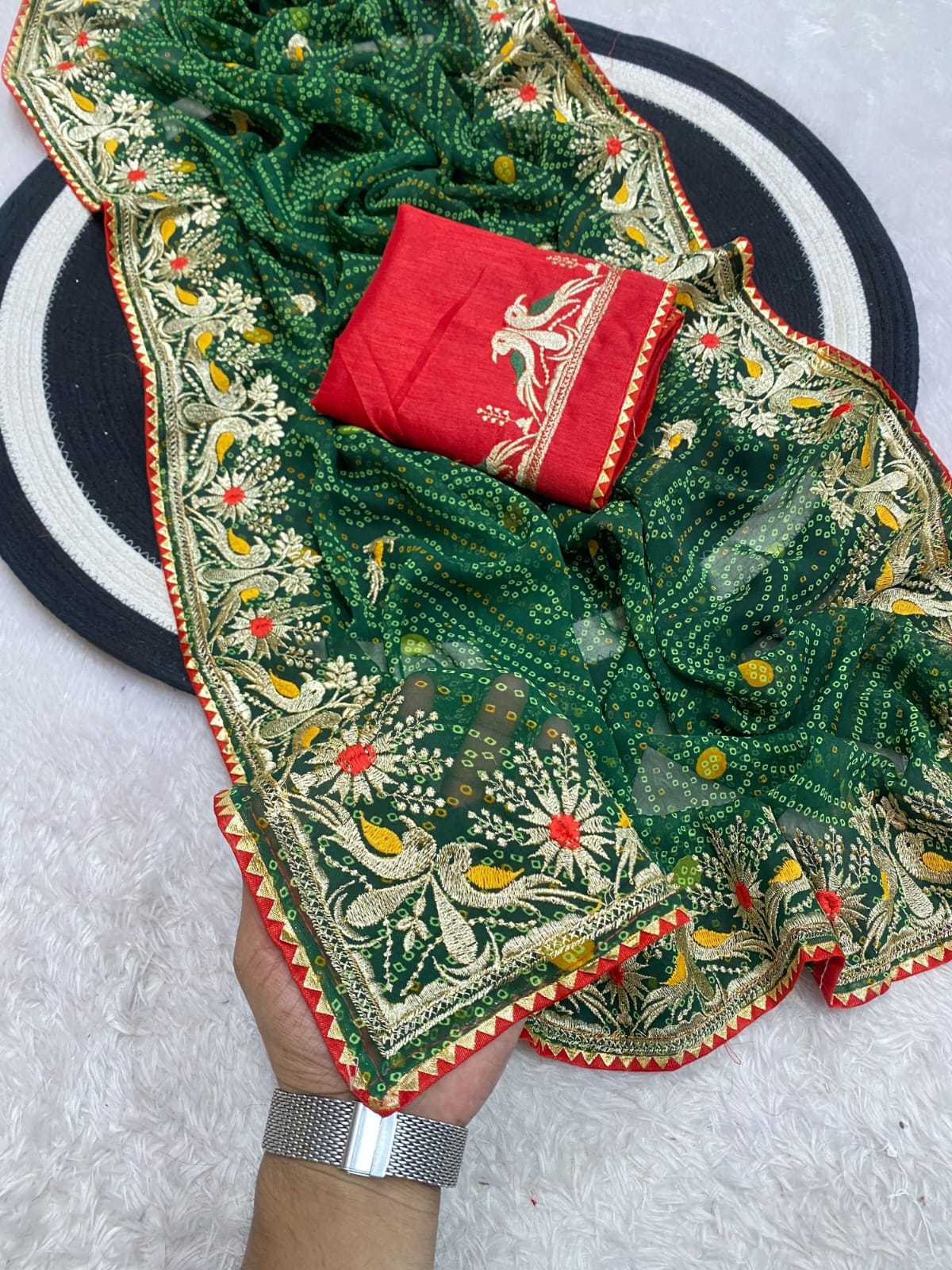 Ynf Georgette KESH514 150 Sarees Wholesale Printed Sarees Zari Border Sarees Manufacturer