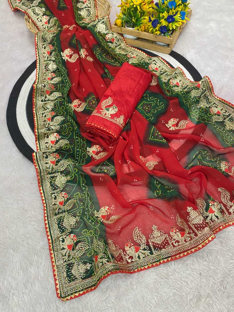 Ynf Georgette KESH514 152 Sarees Wholesale Printed Sarees Embroidered Sarees Manufacturer