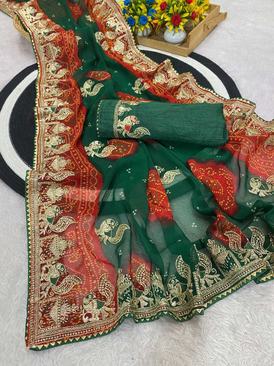 Ynf Georgette KESH514 152 Sarees Wholesale Printed Sarees Embroidered Sarees Manufacturer