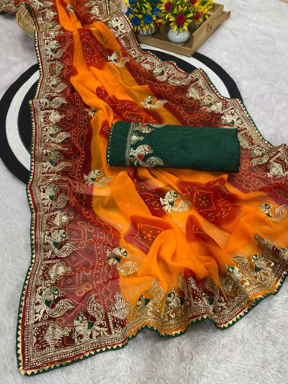 Ynf Georgette KESH514 152 Sarees Wholesale Printed Sarees Embroidered Sarees Manufacturer