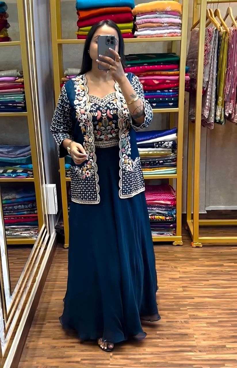 Ynf Georgette KESH516 9251 Sarees Wholesale Ready To Wear Sarees Party Wear Sarees Fancy Sarees Sequence Sarees Embroidered Sarees Saree with Jacket Manufacturer