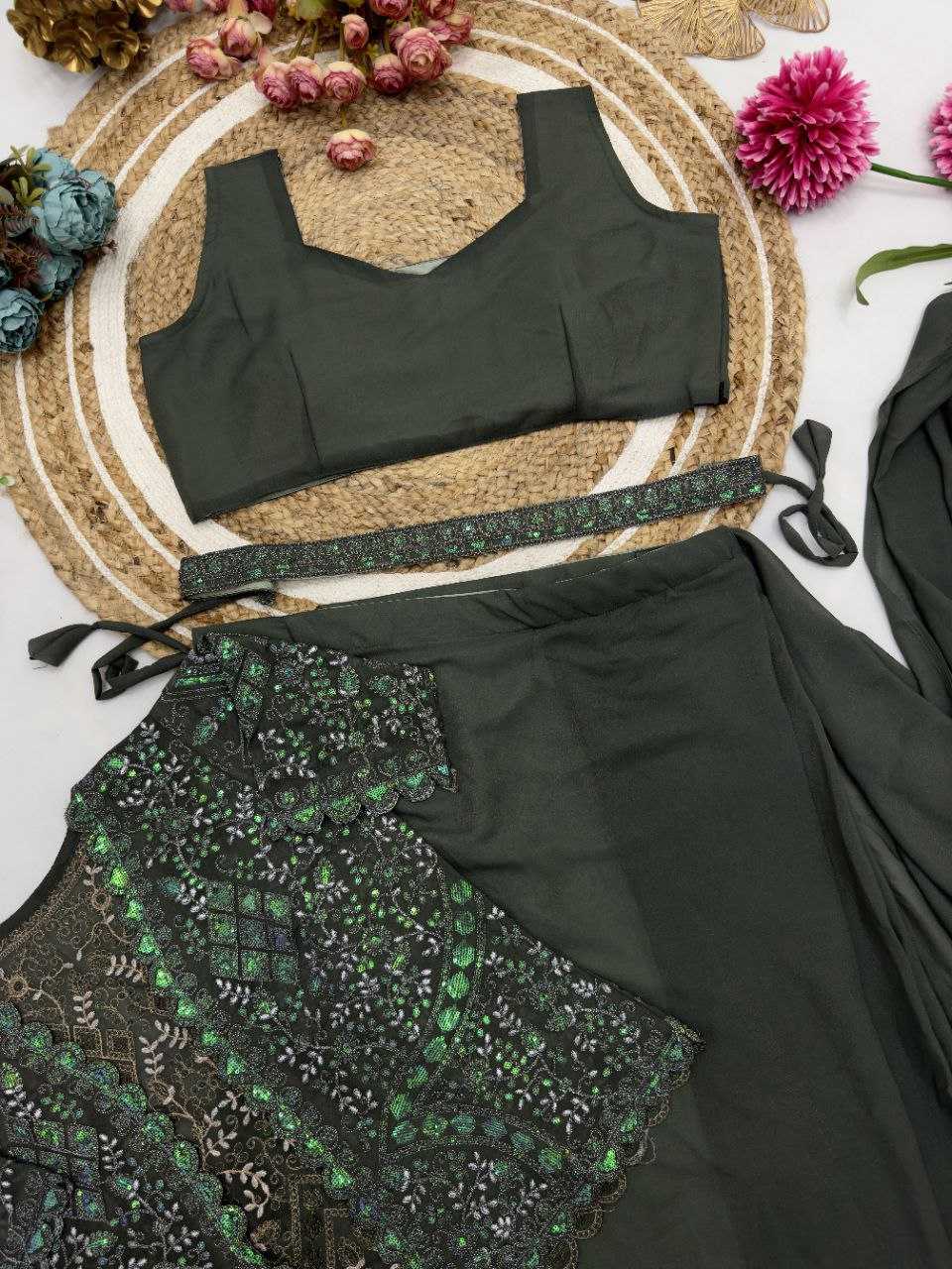 Ynf Georgette KESH516 9251 Sarees Wholesale Ready To Wear Sarees Party Wear Sarees Fancy Sarees Sequence Sarees Embroidered Sarees Saree with Jacket Manufacturer