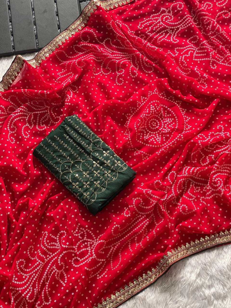 Ynf Georgette KESH516 9275 Sarees Wholesale Party Wear Sarees Fancy Sarees Bandhani Sarees Manufacturer
