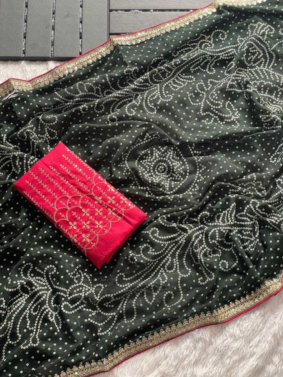 Ynf Georgette KESH516 9275 Sarees Wholesale Party Wear Sarees Fancy Sarees Bandhani Sarees Manufacturer