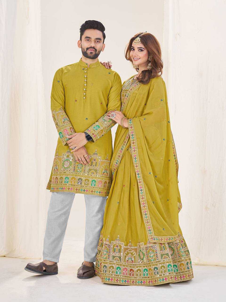 Ynf Georgette RIN131 04 Couple Wear Wholesale Couple Matching Ethnic Outfits Designer Ethnic Outfits for Couples Manufacturer
