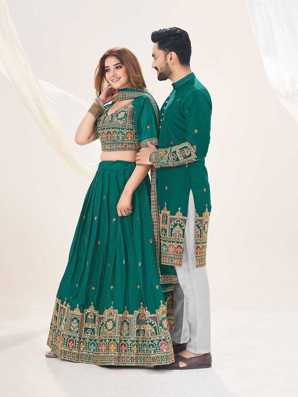 Ynf Georgette RIN131 04 Couple Wear Wholesale Couple Matching Ethnic Outfits Designer Ethnic Outfits for Couples Manufacturer
