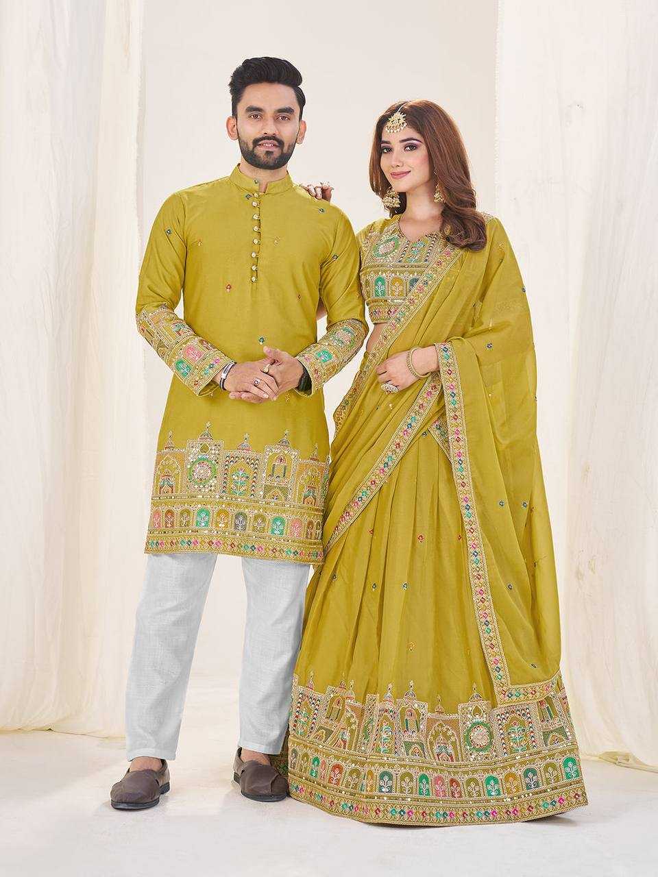 Ynf Georgette RIN131 04 Couple Wear Wholesale Couple Matching Ethnic Outfits Designer Ethnic Outfits for Couples Manufacturer