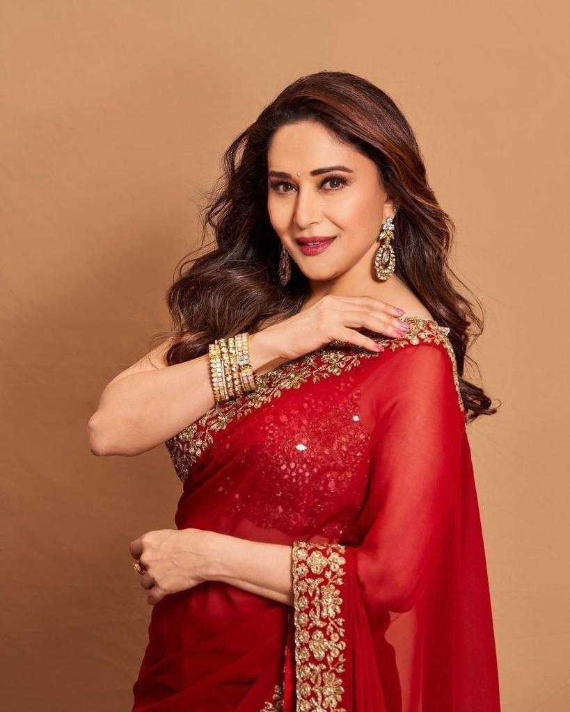 Ynf Georgette RIN134 0205 Sarees Wedding Collections Bollywood Collections Wholesale Georgette Sarees Madhuri Dixit Sarees Red Sarees Manufacturer