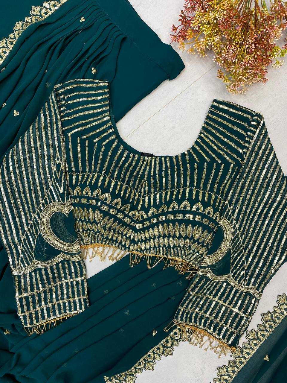 Ynf Georgette RIN141 1954 Sarees Wholesale Fancy Sarees Embroidered Sarees Manufacturer