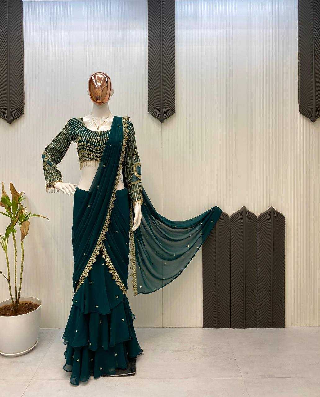 Ynf Georgette RIN141 1954 Sarees Wholesale Fancy Sarees Embroidered Sarees Manufacturer